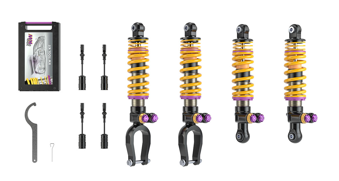 For the new coilover suspension in the Lamborghini Huracán, KW automotive adapted its successful GT3 motorsport Solid Piston Technology to apply for road use.