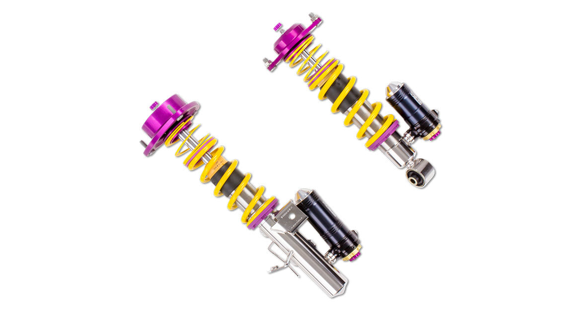 The KW V3 Clubsport is available for the Toyota GR86 and is adjustable in compression and rebound. The KW V4 Clubsport can be influenced by the highspeed and lowspeed compression and lowspeed rebound adjustment wheels.