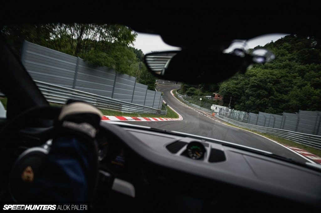 Cockpit view of a Porsche with built-in KW coilover